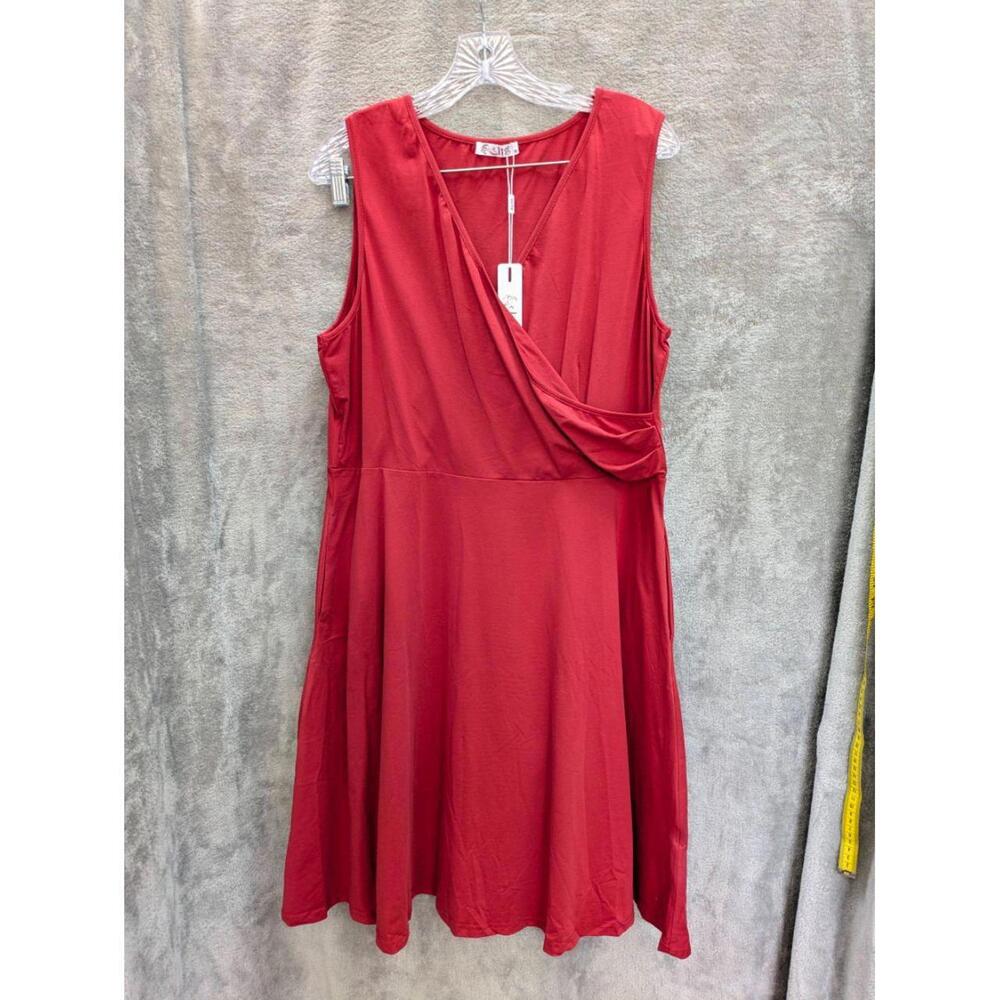 Kilig Red Dress Women's XXL A-Line Sleeveless Draped V-Neck